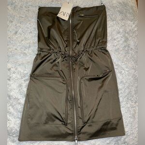 Zara Dark Green off-the-shoulder Dress!